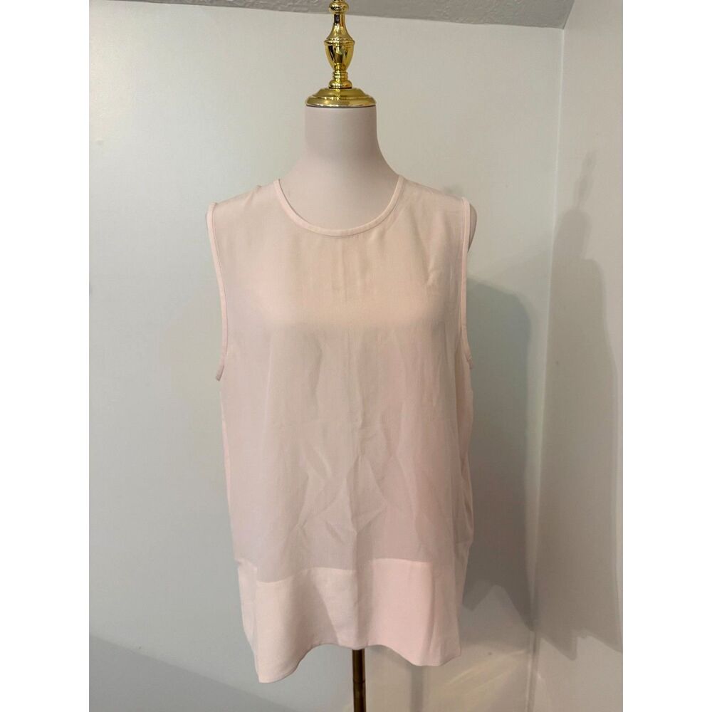 Everlane 100% Silk Sleeveless Blouse Size 14 Blush Pink Keyhole Minimalist